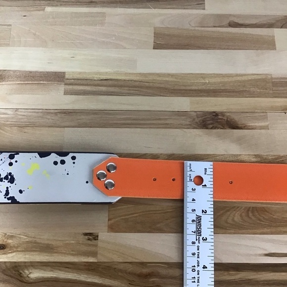 Mad Cow genuine leather Naruto dog collar limited edition orange white handmade - Picture 12 of 16